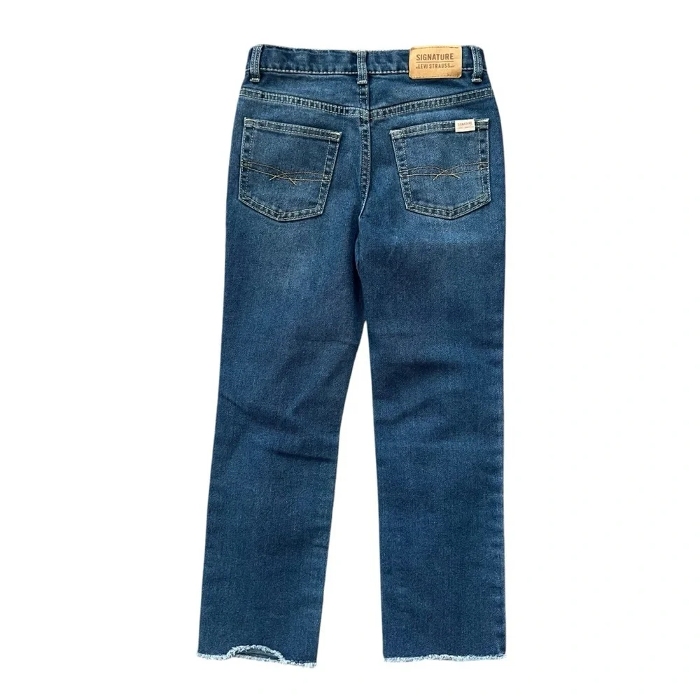Levi’s‎ Strauss Signature Jeans Girls Size 8 Regular Blue Distressed Adjustable